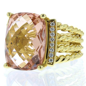 David Yurman Wheaton 18K Diamond Ring with faceted